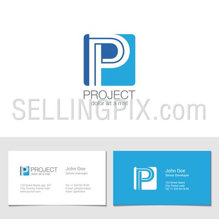Corporate Logo P Letter company vector design template.
Logotype with identity business visit card.