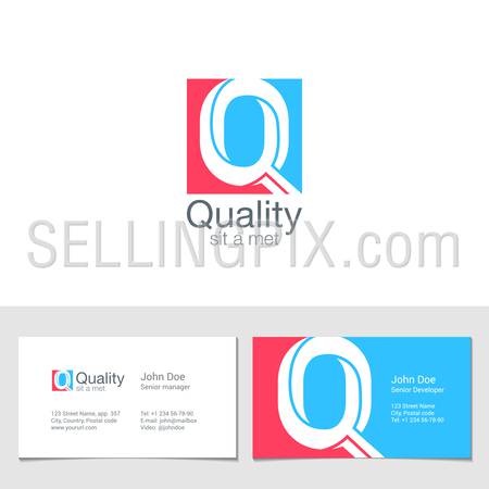 Corporate Logo Q Letter company vector design template.
Logotype with identity business visit card.