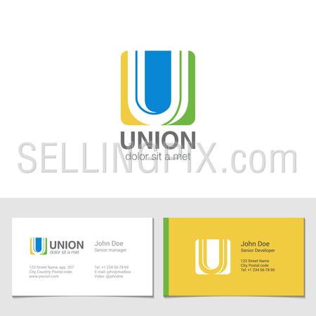 Corporate Logo U Letter company vector design template.
Logotype with identity business visit card.