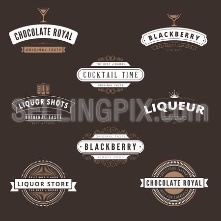 Hipster Logo Liquore design vector typography lettering templates. Retro Vintage Labels.
Old style elements, logos, logotypes, label, badges, stamps and symbols.