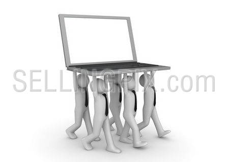 Tiny businessmen carrying laptop – Crowds collection