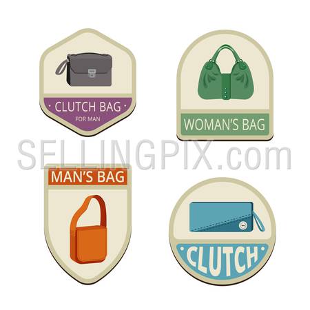 Bags Vintage Labels vector icon design collection. Bags, clutch