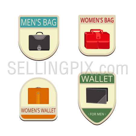 Bag Vintage Labels vector icon design collection. Bags, wallet flat icons