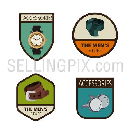 Men’s accessories Vintage Labels vector icon design collection.