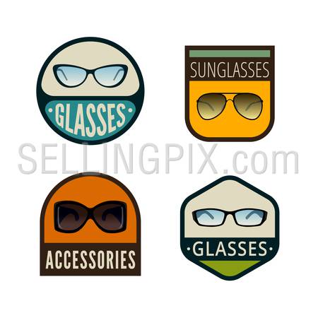Sunglasses Vintage Labels vector icon design collection. Glasses
