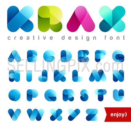 Rounded Transparent Font design vector editable. Friendly Alphabet