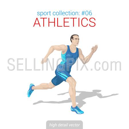 Sportsmen vector collection. Runner man athlete sprinter. Sportsman high detail illustration.
