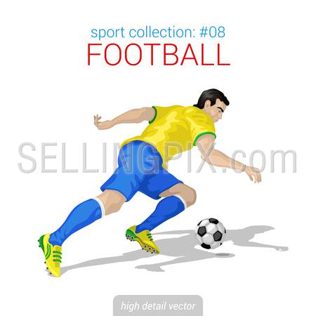 Sportsmen vector collection. Football player forward offense. Sportsman high detail illustration.