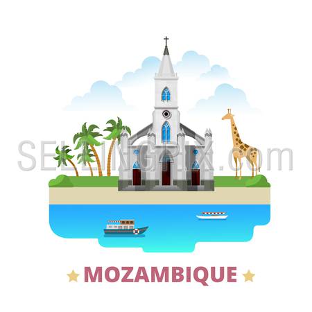 country badge fridge magnet whimsical design template. Flat cartoon style historic sight showplace web site vector illustration. World vacation travel sightseeing Africa African collection.