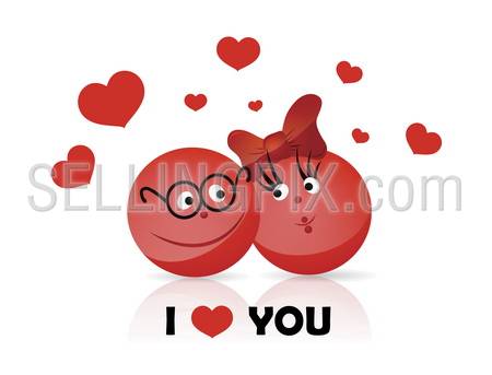 Vector. Funy couple. I LOVE YOU text. Fresh creative solution to use in valentine’s day / wedding greetings, invitation, background, advertisement design.