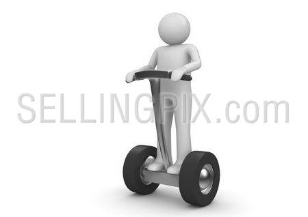 Segway driver. Character on modern ecological electric vehicle. Isolated. One of a 1000+ 3d characters series.