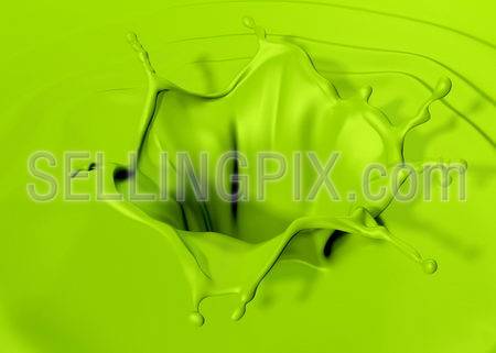 Astonishing green splash. Clean, detailed render.