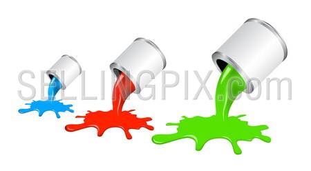 Vector pouring paint from jar. Concept of stylish colorful design.