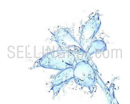 Flower blossom liquid artwork – Flower bud shape made of water with falling drops