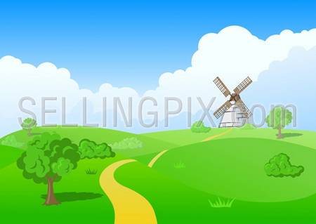 Countryside vector landscape: MILL