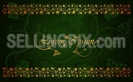 Vignette: gold pattern on green floral background