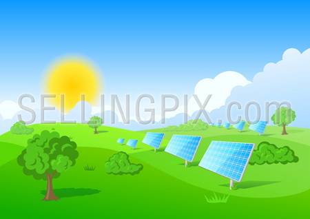Solar butteries – green energy. Energy business vector concept