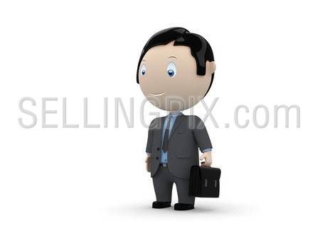 Manager. Social 3D characters: businessman carry briefcase. New constantly growing collection of expressive unique multiuse people images.