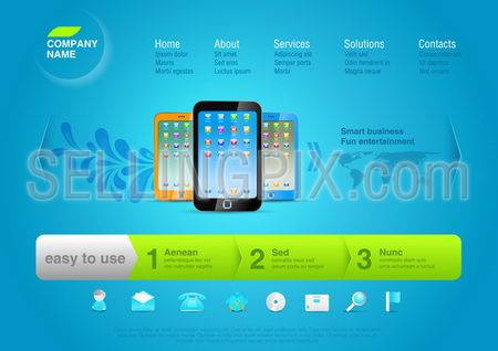 Website template: Product web promoVector page Design. Smartphones.