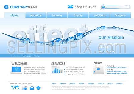 Website editable template: Put your own object in the water Uni themes: business concept, insurance, innovations, technology, ecology, etc.