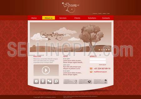 Website template for hotel, restaurant, beuty & spa salon etc. Vintage pattern background design. Editable.
