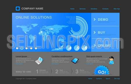 Website template with Infographics design. Webdesign trend. Editable.