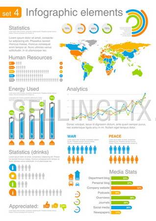 Human resources Infographics elements with icons. For business and finance reports, statistics, diagram graph