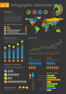 Infographics elements with icons. For business and finance reports, HR, statistics, diagram graph