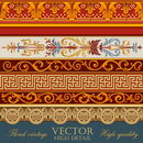 Vintage Borders Design. Floral pattern retro border tiling elements. Vector high detail.