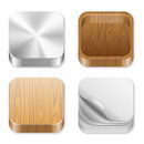 Icon trendy templates for any applications. Different pattern texture collection. UI Square icons set. High detail vector metal, wood, paper. Editable.Creat trendy user interface!
