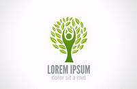 Eco Green Tree logo template. Bio Man abstract icon. Ecology concept. Vector. Editable.