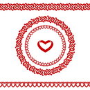 Heart seamless border frame ornament vector design template. Valentines day set. – stock vector