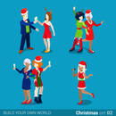 Holiday party masquerade fashionable sexy young women icon set. Merry Christmas Happy New Year flat 3d isometry isometric concept web infographics vector template. Creative winter holiday collection.