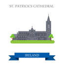 St Patrick’s Cathedral in Dublin, Ireland. Flat cartoon style historic sight showplace attraction landmarks web site vector illustration. World countries cities vacation travel sightseeing collection.