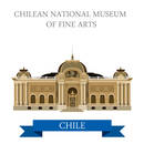 Chilean National Museum of Fine Arts in Chile. Flat cartoon style historic sight showplace attraction web site vector illustration. World countries cities vacation travel sightseeing South America collection.