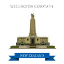 Wellington Cenotaph in New Zealand. Flat cartoon style historic sight showplace attraction web site vector illustration. World countries cities vacation travel sightseeing collection