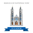 Basilica of National Vow in Ecuador. Flat cartoon style historic sight showplace attraction web site vector illustration. World countries cities vacation travel sightseeing South America collection.