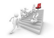Running on the ladder of success (3d isolated on white background characters, business series)
