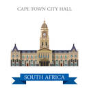 Cape Town City Hall in South Africa. Flat cartoon style historic sight showplace attraction web site vector illustration. World countries cities vacation travel sightseeing Africa collection.
