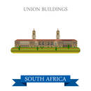Union Buildings in Pretoria in South Africa. Flat cartoon style historic sight showplace attraction web site vector illustration. World countries cities vacation travel sightseeing Africa collection.