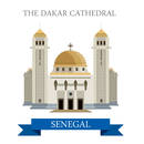 The Dakar Cathedral in Senegal. Flat cartoon style historic sight showplace attraction web site vector illustration. World countries cities vacation travel sightseeing Africa collection.