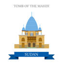 Tomb of the Mahdi in Sudan. Flat cartoon style historic sight showplace attraction web site vector illustration. World countries cities vacation travel sightseeing Africa collection.