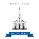 Beira Cathedral in Mozambique. Flat cartoon style historic sight showplace attraction web site vector illustration. World countries cities vacation travel sightseeing Africa collection.