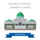 National Assembly of Nigeria in Abuja. Flat cartoon style historic sight showplace attraction web site vector illustration. World countries cities vacation travel sightseeing Africa collection.