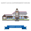 Saint Lucia Government House. Flat cartoon style historic sight showplace attraction web site vector illustration. World countries cities vacation travel sightseeing South America Island collection.