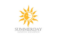Sun Logo design vector template.
Day Night Sun Moon Logotype concept icon.