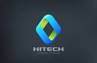 Rhombus Abstract Media Logo design vector template. Hitech icon.
Technology ribbon logotype concept.
