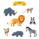 Flat design vector animals icon set. Flat zoo children cartoon collection.