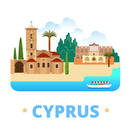 Cyprus country design template. Flat cartoon style historic sight showplace web site vector illustration. World vacation travel sightseeing Europe collection. Church of St Lazarus Bellapais Abbey