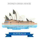 Sydney Opera House in Australia. Flat cartoon style historic sight showplace attraction web site vector illustration. World countries cities vacation travel sightseeing Australian collection.